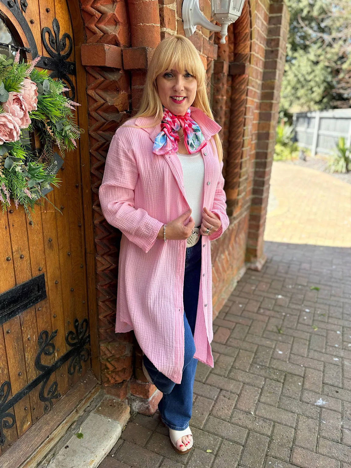 Pink Bubble Cotton Shirt Dress Andie