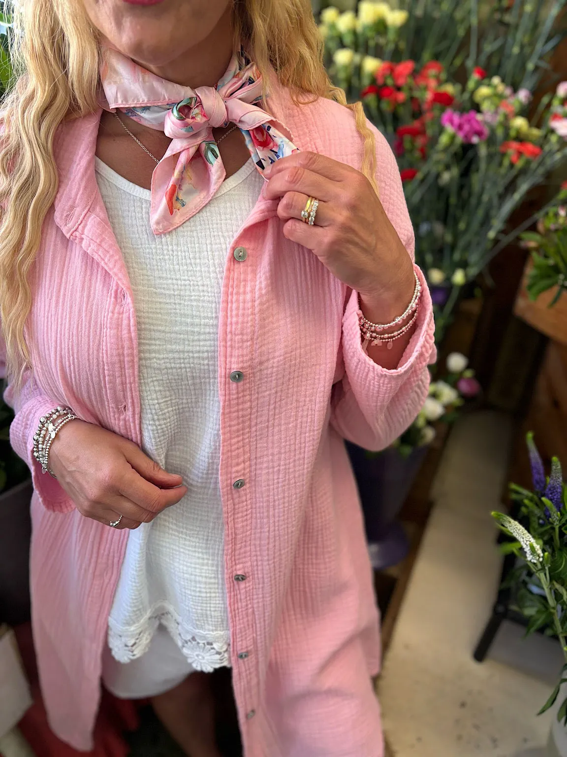 Pink Bubble Cotton Shirt Dress Andie