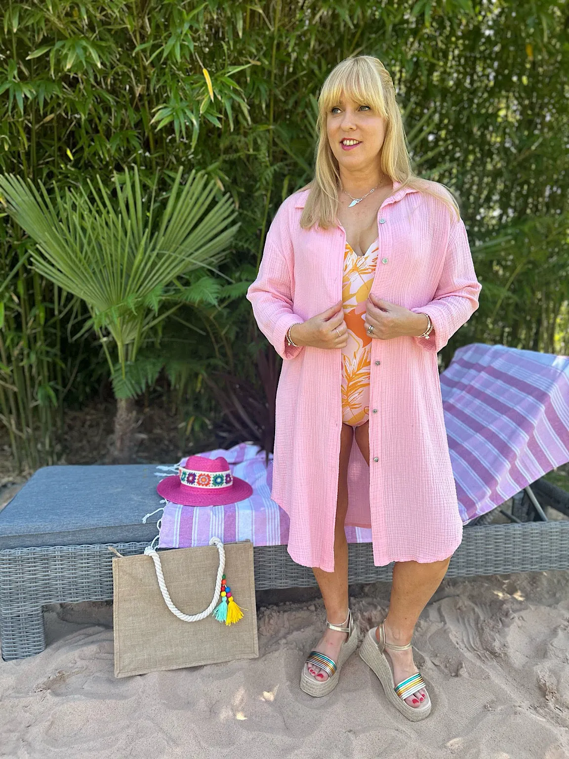 Pink Bubble Cotton Shirt Dress Andie