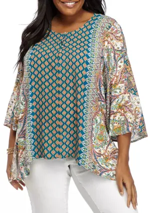 Plus Paisley Handkerchief-Hem Top