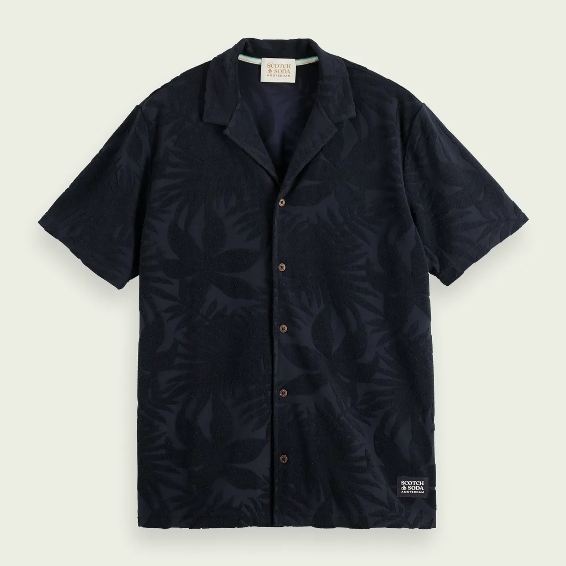 Printed Jacquard Camp Shirt (Navy)