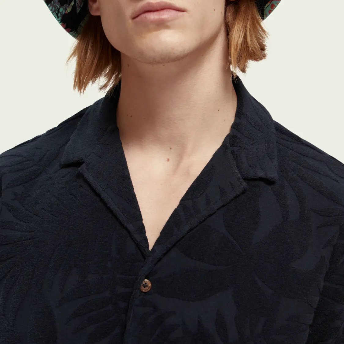 Printed Jacquard Camp Shirt (Navy)