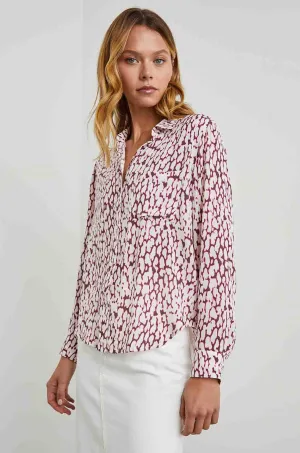 Rails - Josephine L/S Button Down in Pink Static Leopard