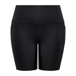 Reebok Women's Fitted High Rise Shorts with Pockets Black Size Medium