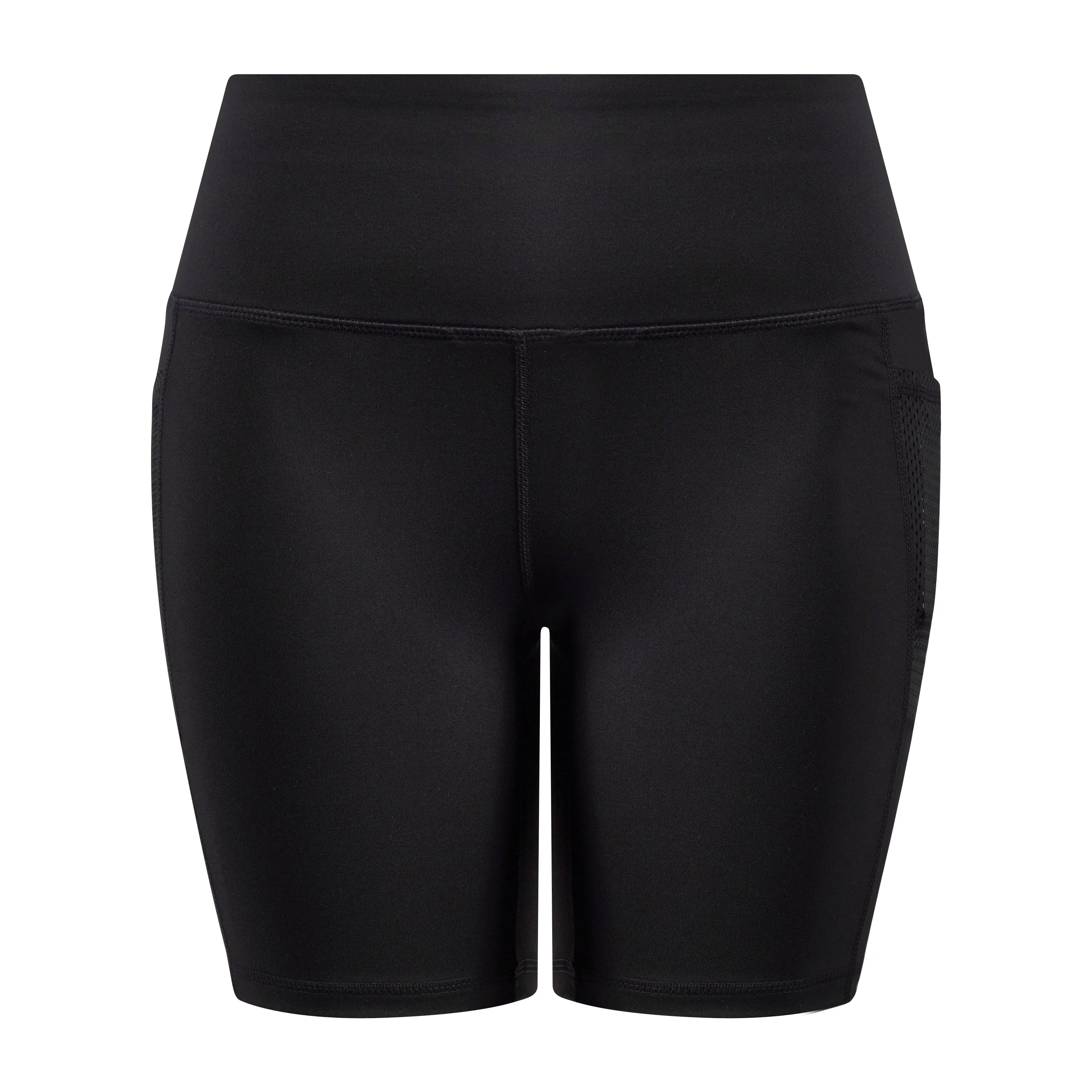 Reebok Women's Fitted High Rise Shorts with Pockets Black Size Medium
