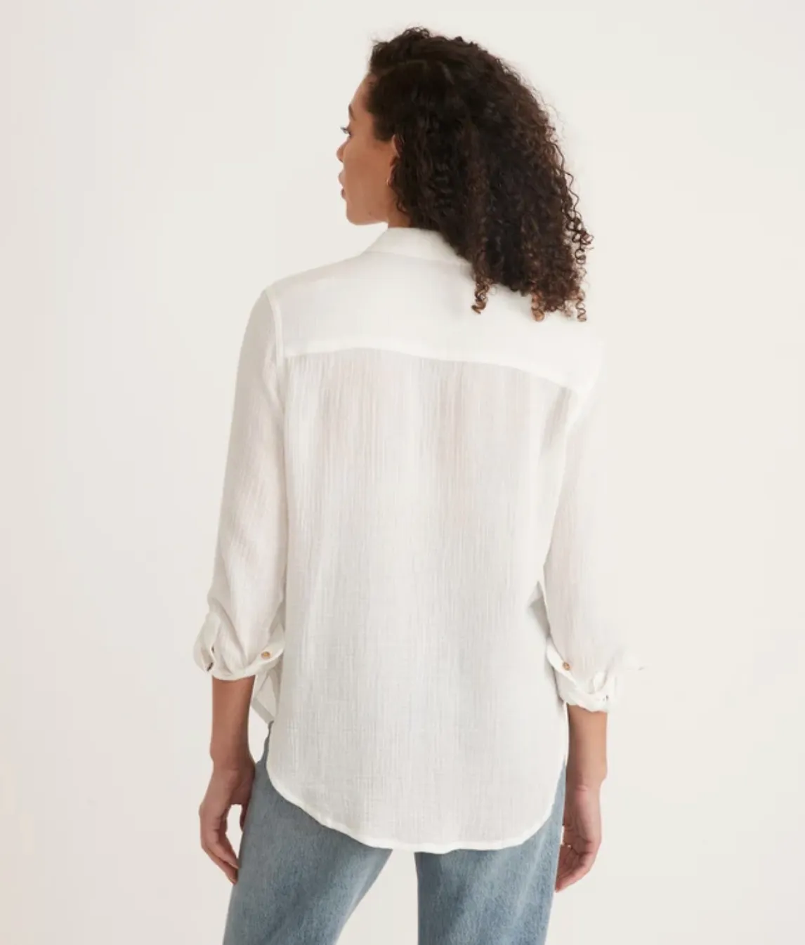 Reese Doublecloth Button Down - White