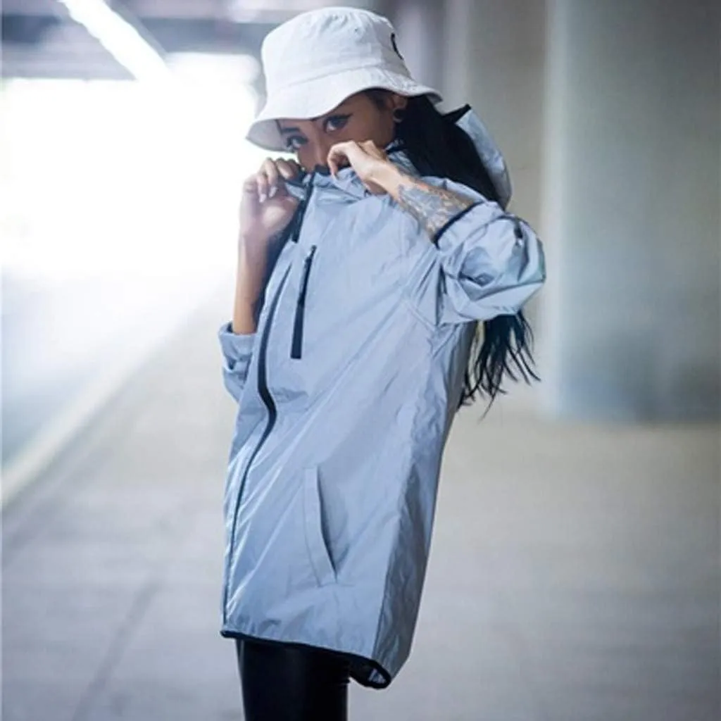 Reflective Coat Jacket Streetwear Windbreaker Jackets Hooded Men/women Men's Coats Jackets Fleece Full Men's Jackets
