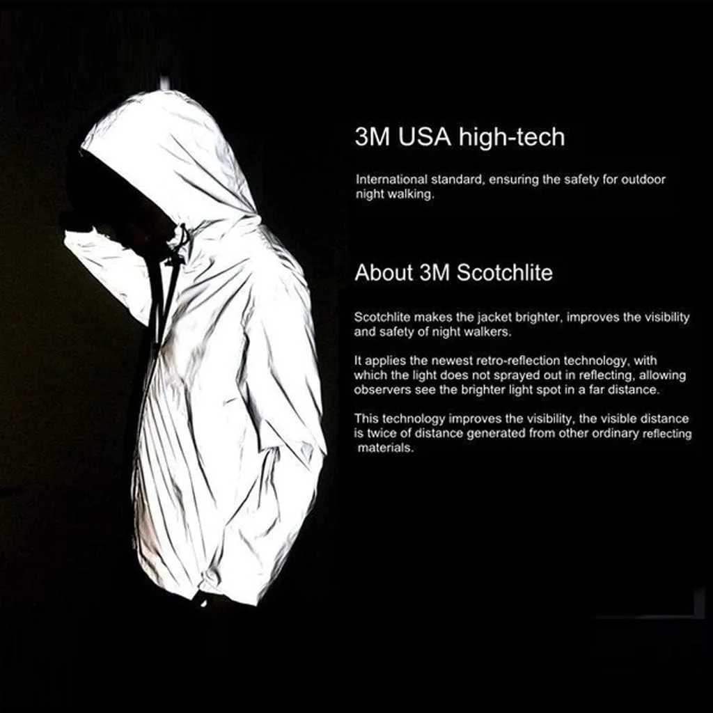Reflective Coat Jacket Streetwear Windbreaker Jackets Hooded Men/women Men's Coats Jackets Fleece Full Men's Jackets