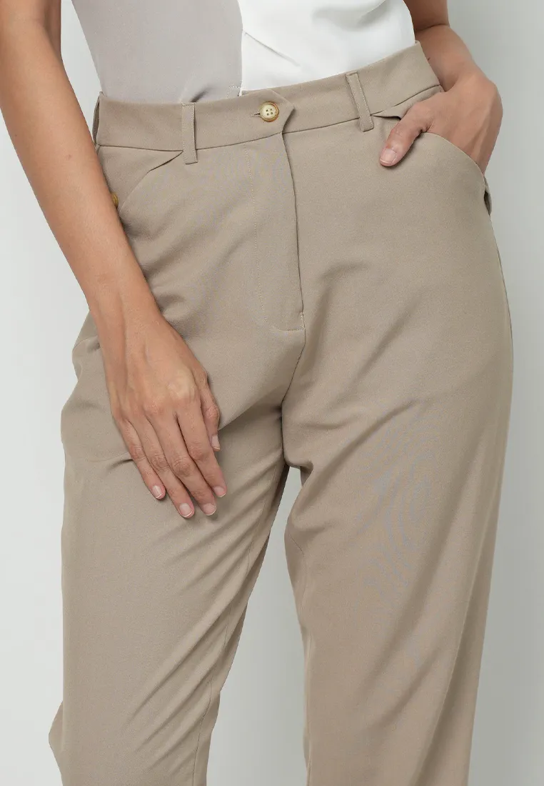 Renee Slim Pants with a Buttoned Detail in the Pocket