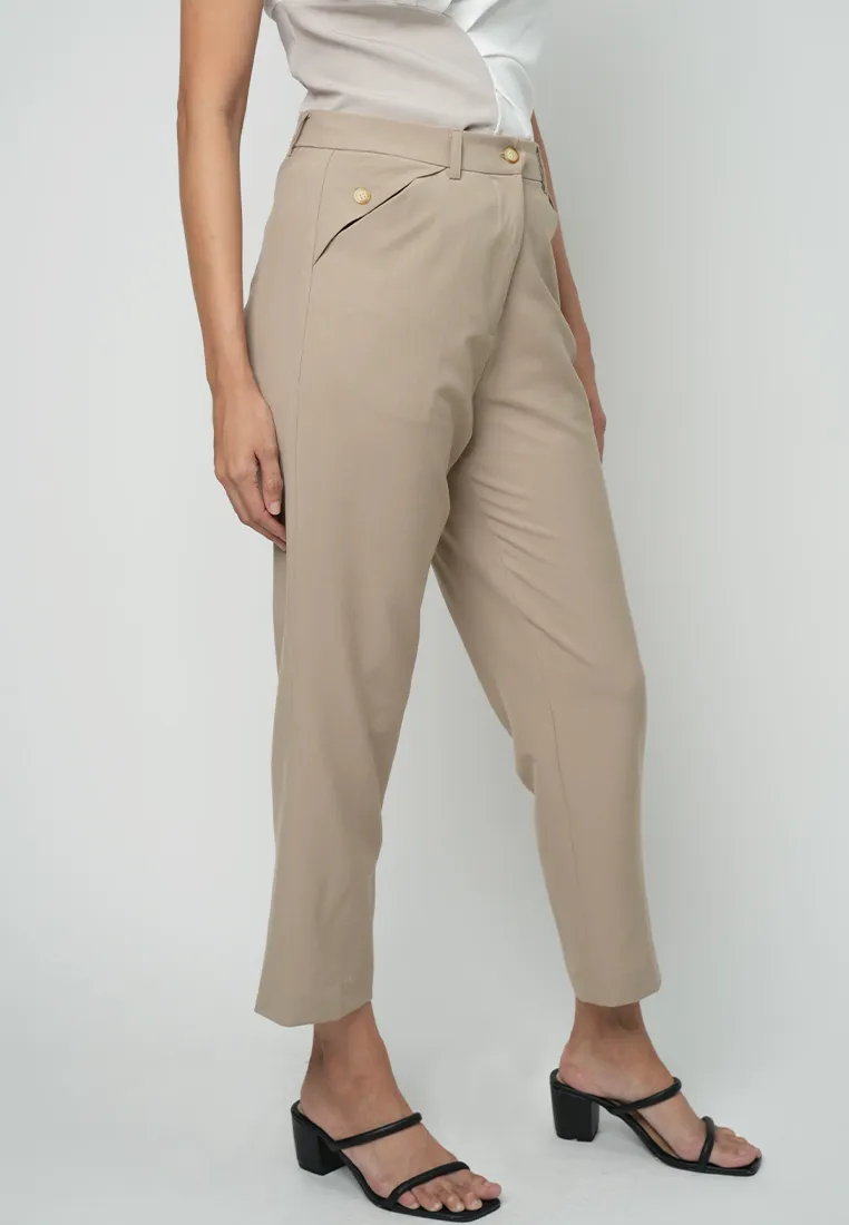 Renee Slim Pants with a Buttoned Detail in the Pocket