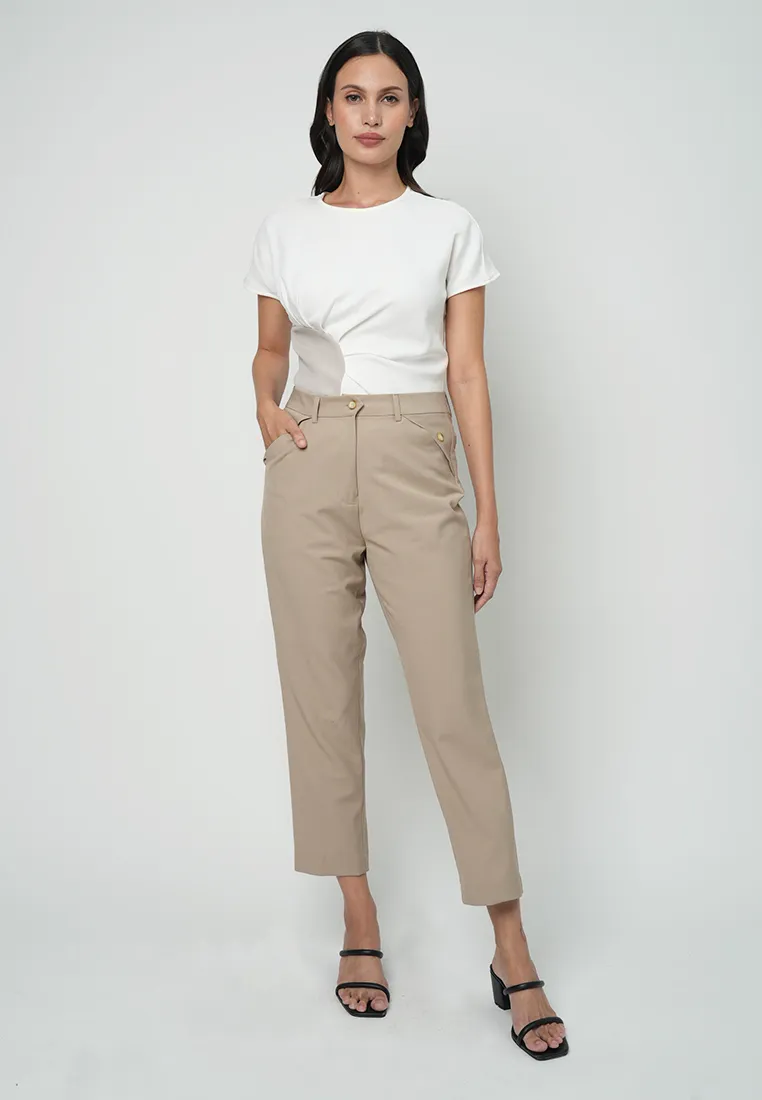 Renee Slim Pants with a Buttoned Detail in the Pocket