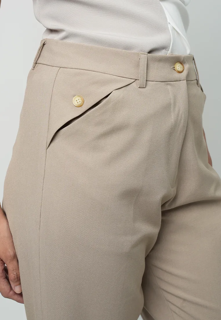 Renee Slim Pants with a Buttoned Detail in the Pocket