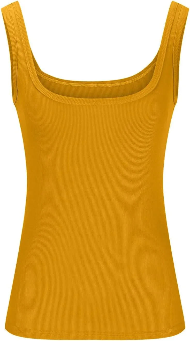 Ribbed Tank Tops for Women Sleeveless Compression Shirt Lightweight Workout Shirts Slim Fit Scoop Neck Tank Top