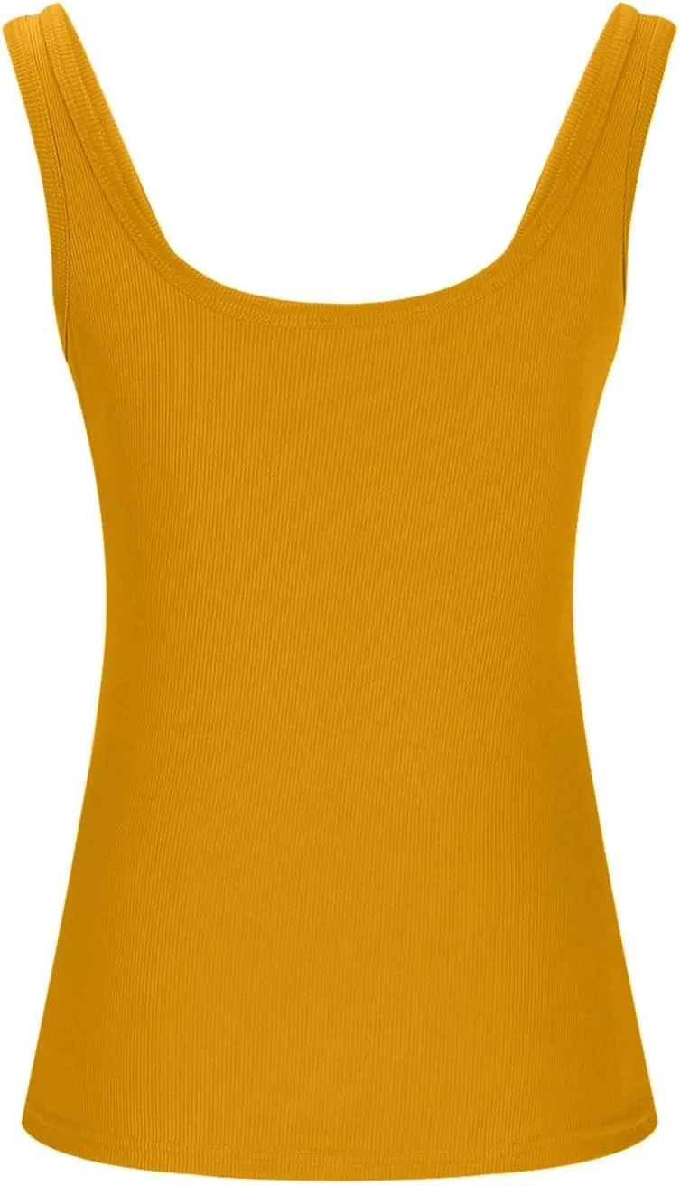 Ribbed Tank Tops for Women Sleeveless Compression Shirt Lightweight Workout Shirts Slim Fit Scoop Neck Tank Top