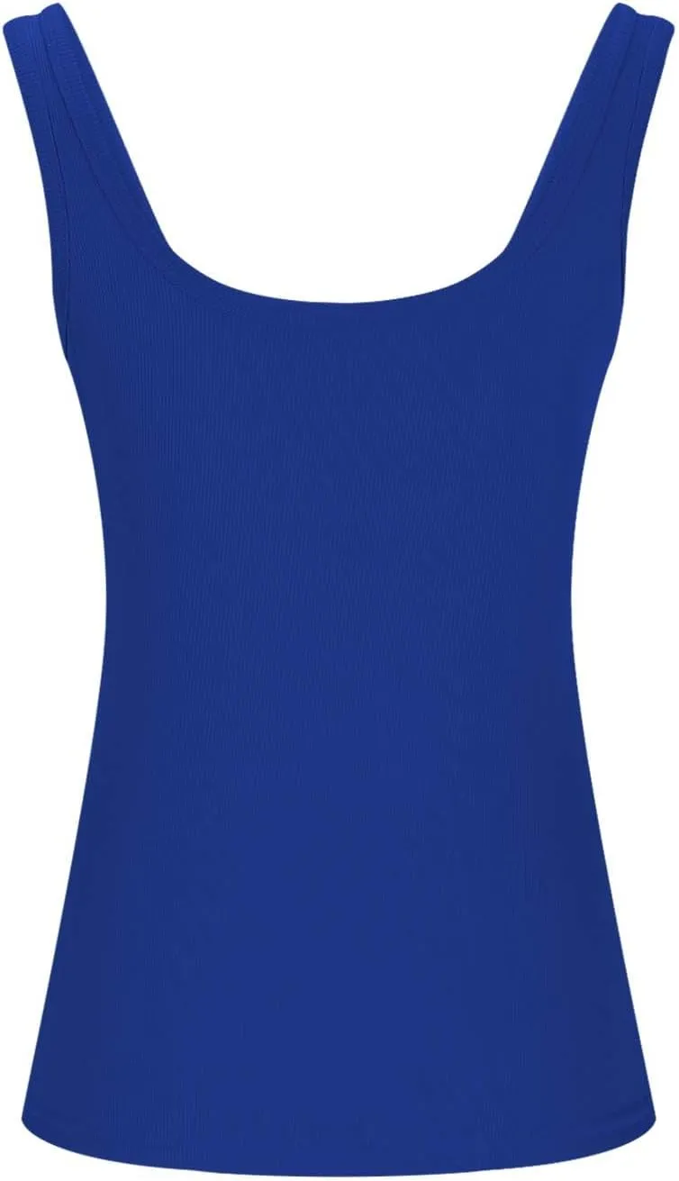 Ribbed Tank Tops for Women Sleeveless Compression Shirt Lightweight Workout Shirts Slim Fit Scoop Neck Tank Top