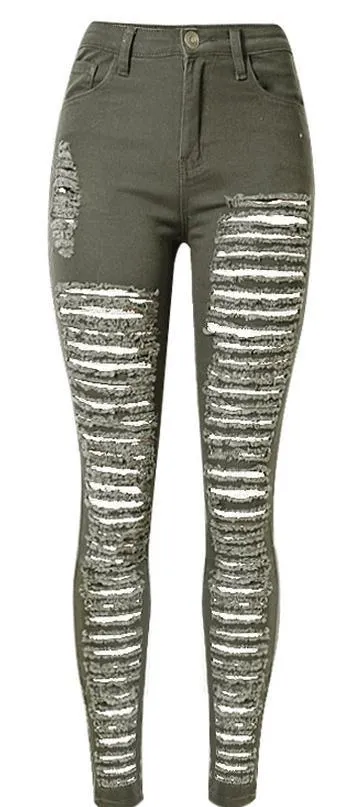 Ripped Holes Star Print 9/10 BF Loose Straight Jeans