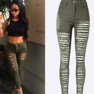 Ripped Holes Star Print 9/10 BF Loose Straight Jeans