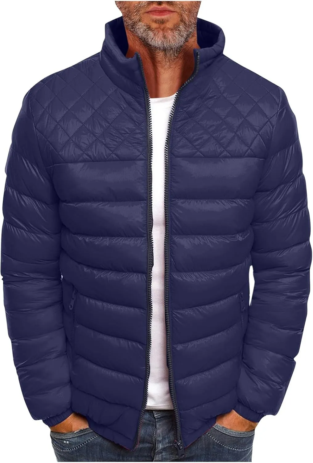 RTRDE Men's Winter Jackets Casual Windproof Down Jackets Zip Up Windbreaker Warm Padded Coats Jackets, M-2XL