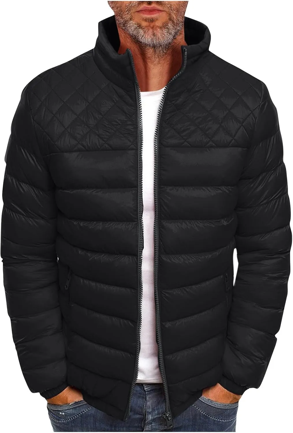 RTRDE Men's Winter Jackets Casual Windproof Down Jackets Zip Up Windbreaker Warm Padded Coats Jackets, M-2XL