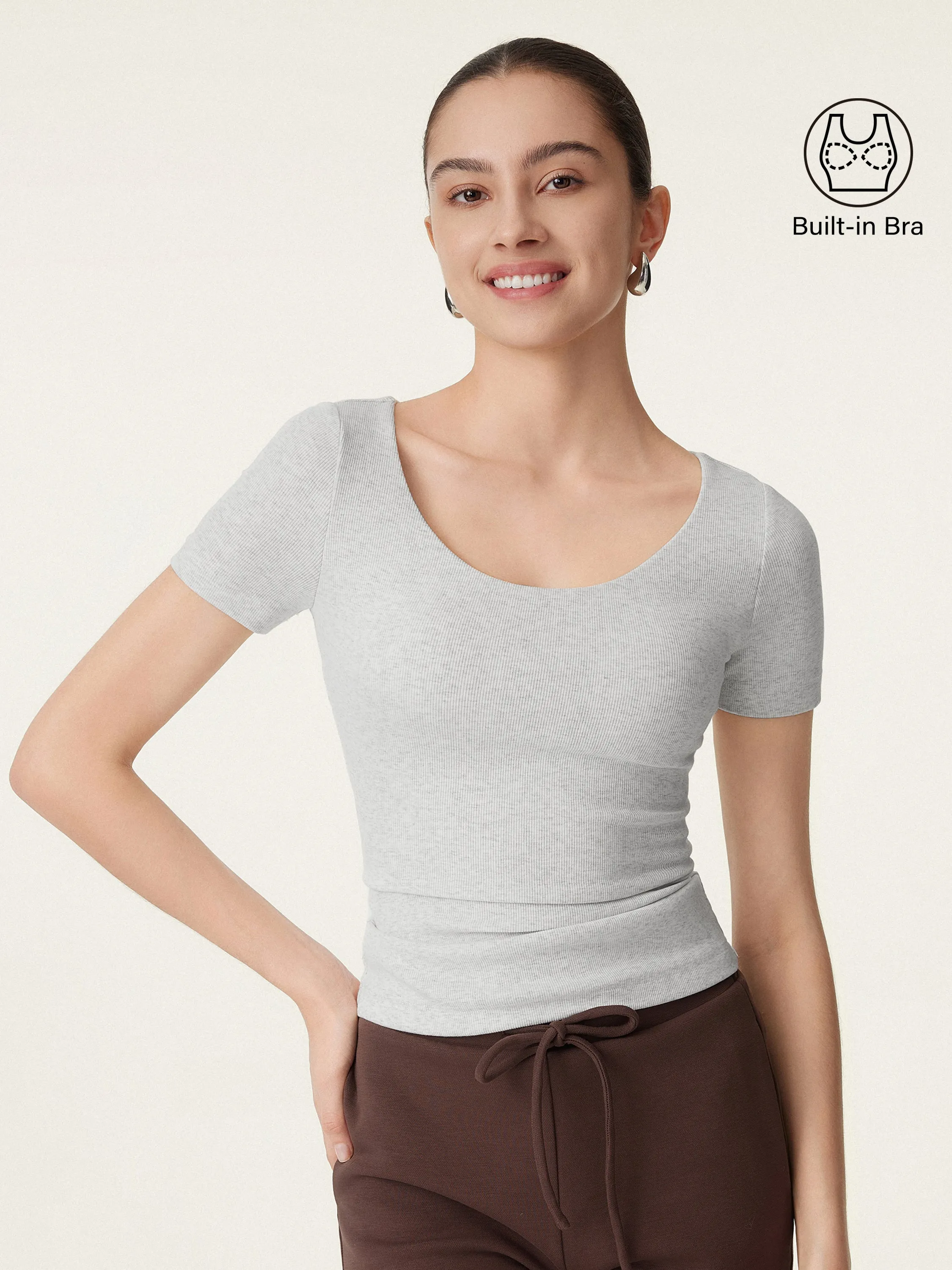 Scoop Neck Short Sleeve Cotton New Airy Brami