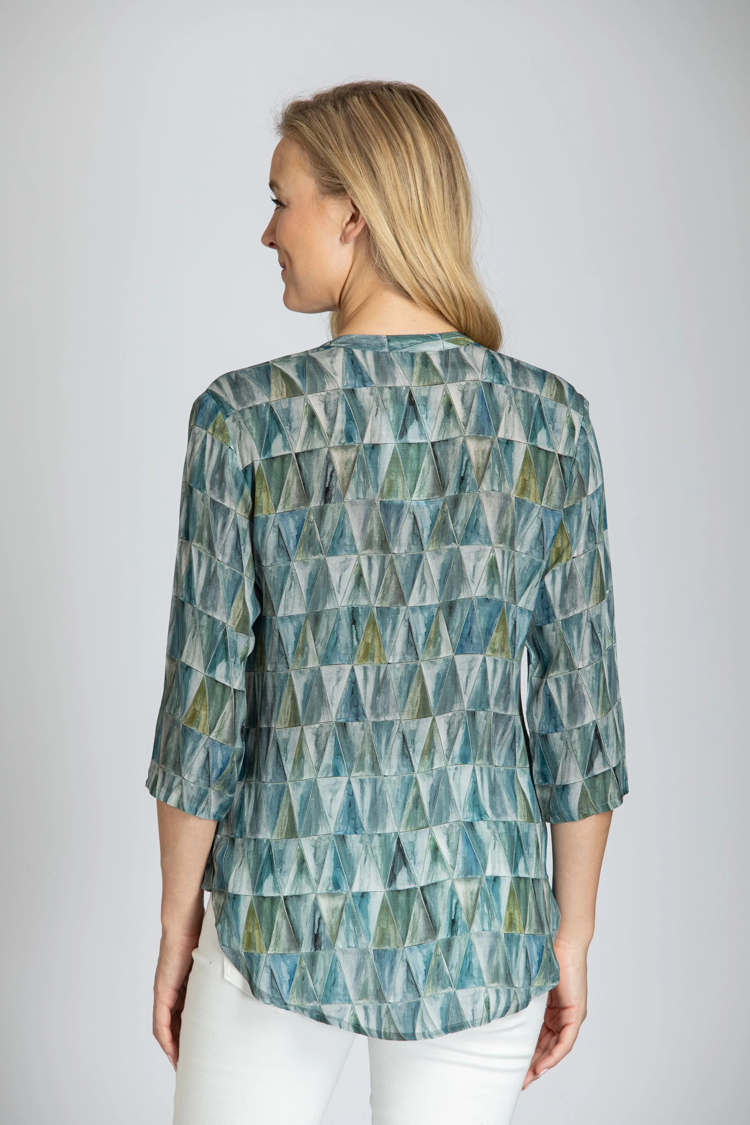 Sea Glass Mandarin Collar Blouse