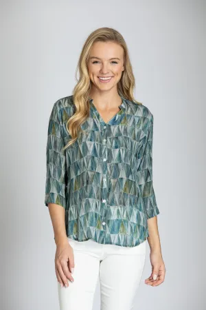 Sea Glass Mandarin Collar Blouse