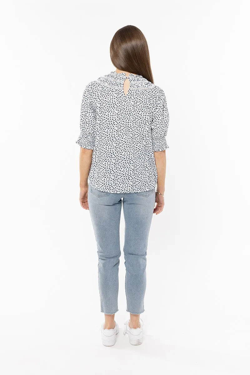 Seeking Lola - Short Sleeve Delilah Top - Navy Poppy