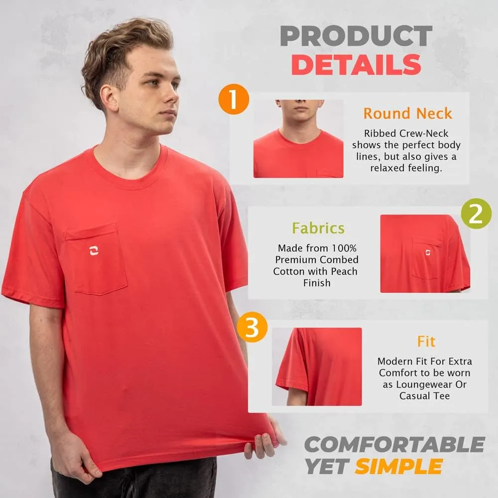 SHOHELL Pocket T Shirts for Men - Cotton Men's T-Shirts, Multipack