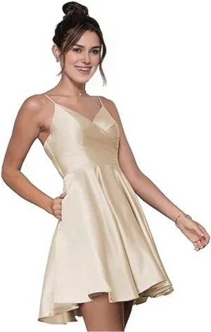 Short Homecoming Dresses Spaghetti Strap Satin Dresses for Women 2024 Party