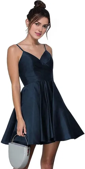 Short Homecoming Dresses Spaghetti Strap Satin Dresses for Women 2024 Party