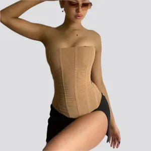 Skinny Sleeveless Tube Top Women Summer New Mesh Crop Corset Tank Party Streetwear Chest
