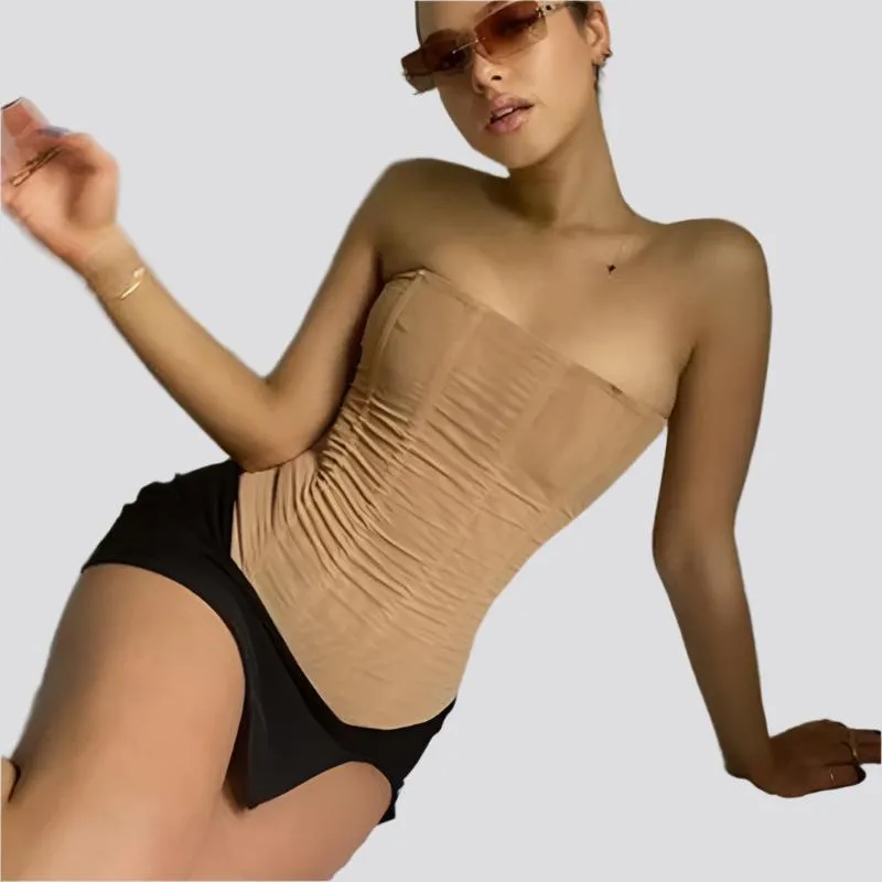 Skinny Sleeveless Tube Top Women Summer New Mesh Crop Corset Tank Party Streetwear Chest