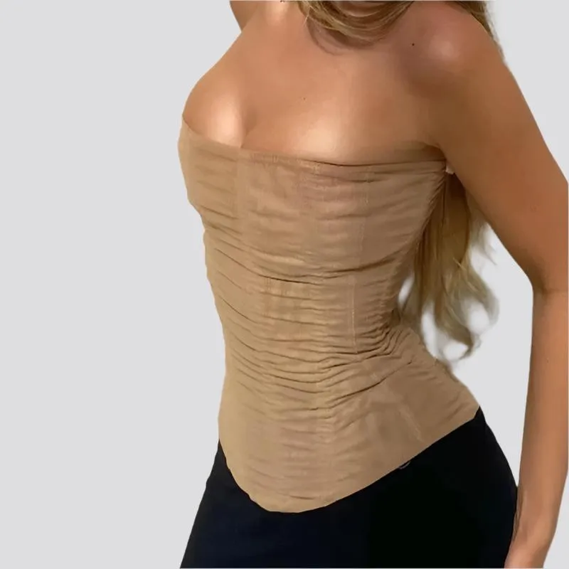 Skinny Sleeveless Tube Top Women Summer New Mesh Crop Corset Tank Party Streetwear Chest