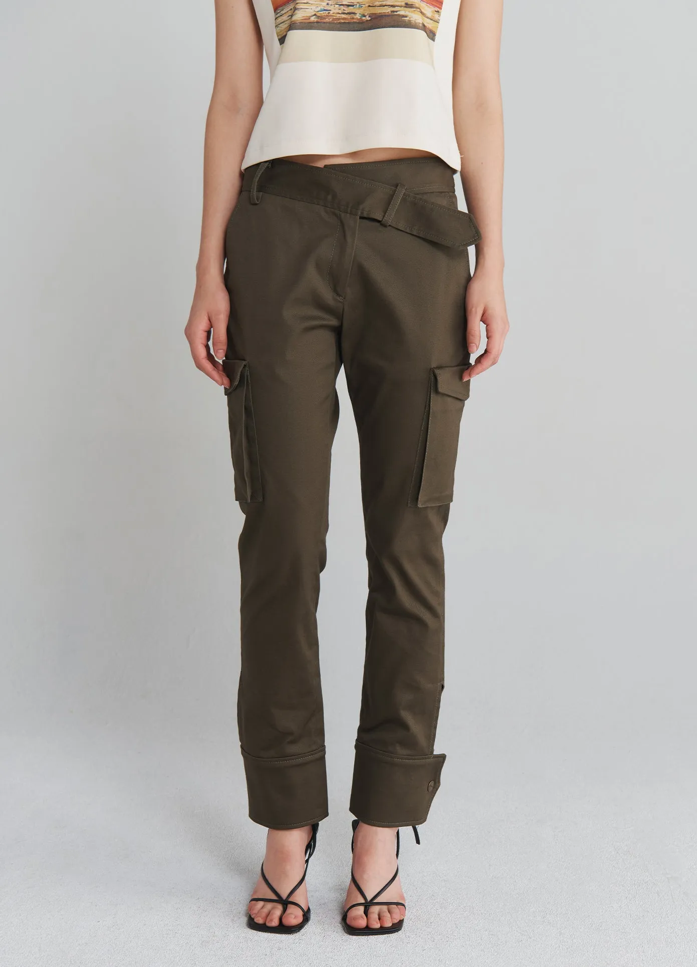 Slanted Waistband Cargo Pants