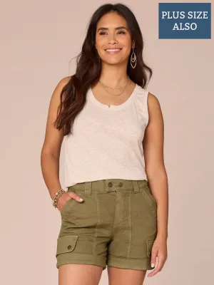 Sleeveless Notched Scoop Neck Slit Hem Plus Size Knit Tank Top