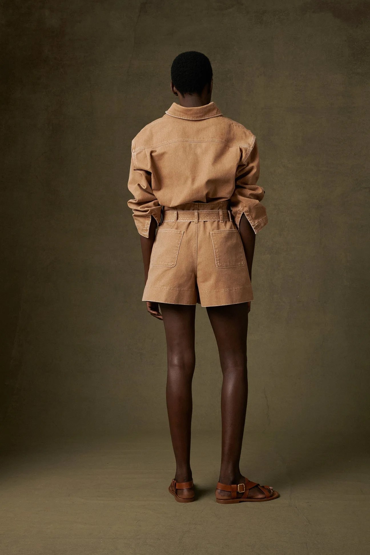 Soeur Jack High Rise Shorts in Beige Rose