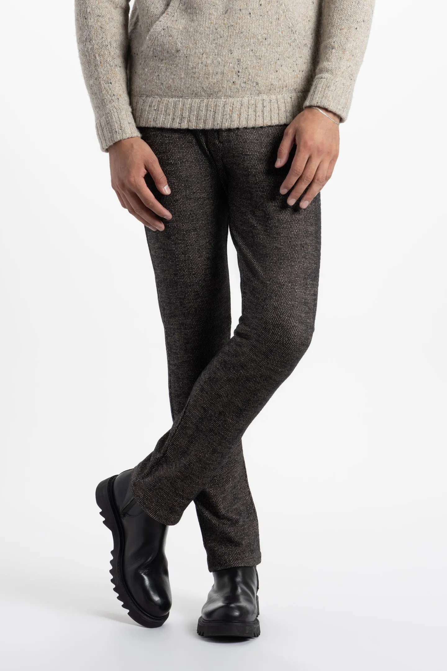 Soft Cloth Dress Pants in Jersey Birdseye - Mocha