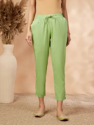 Solid Green Straight Pant