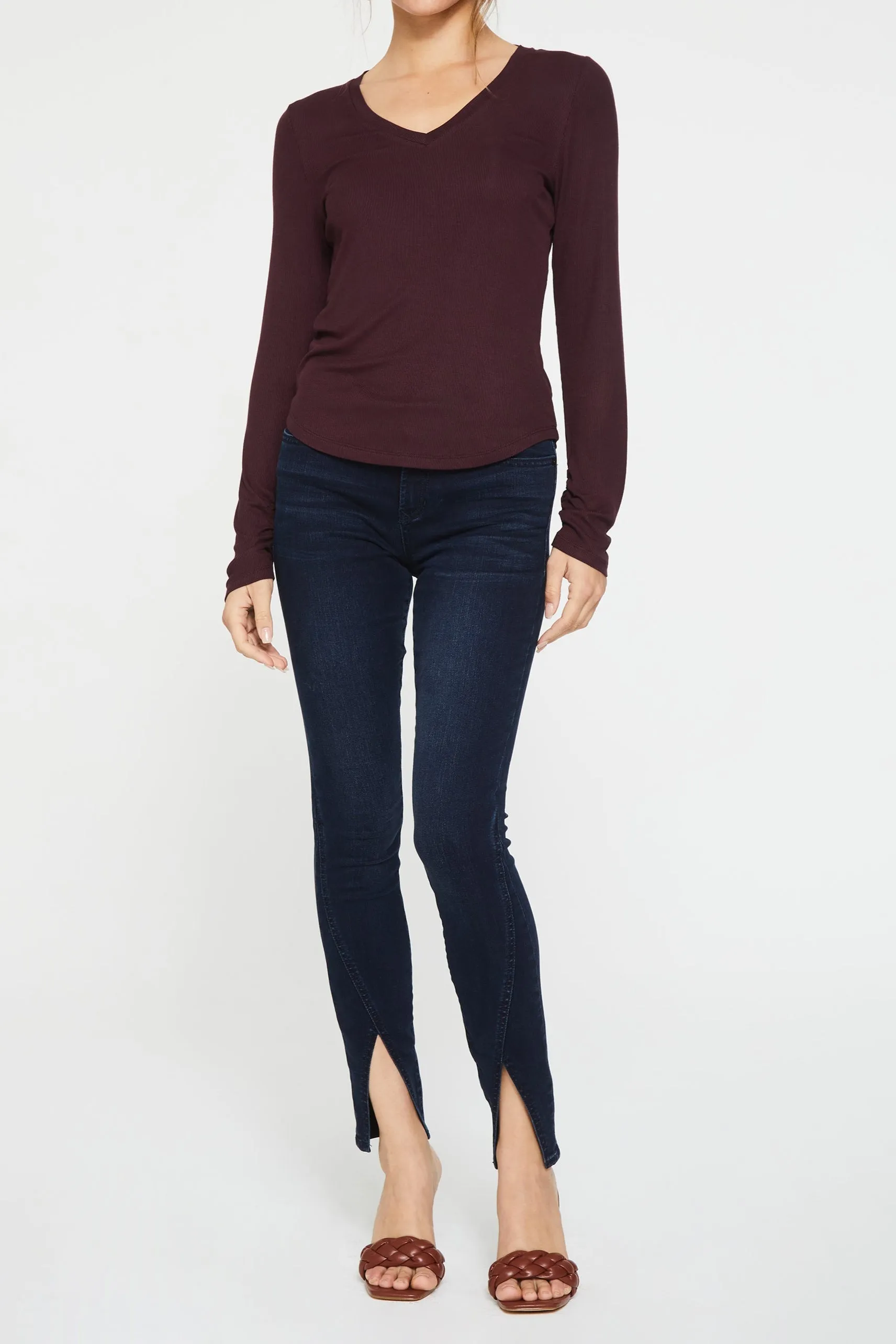 SOPHIE RIB TEE TAWNY PORT