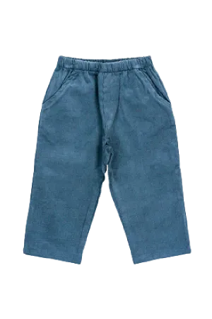 Steel Blue Corduroy Elastic Waist Pant