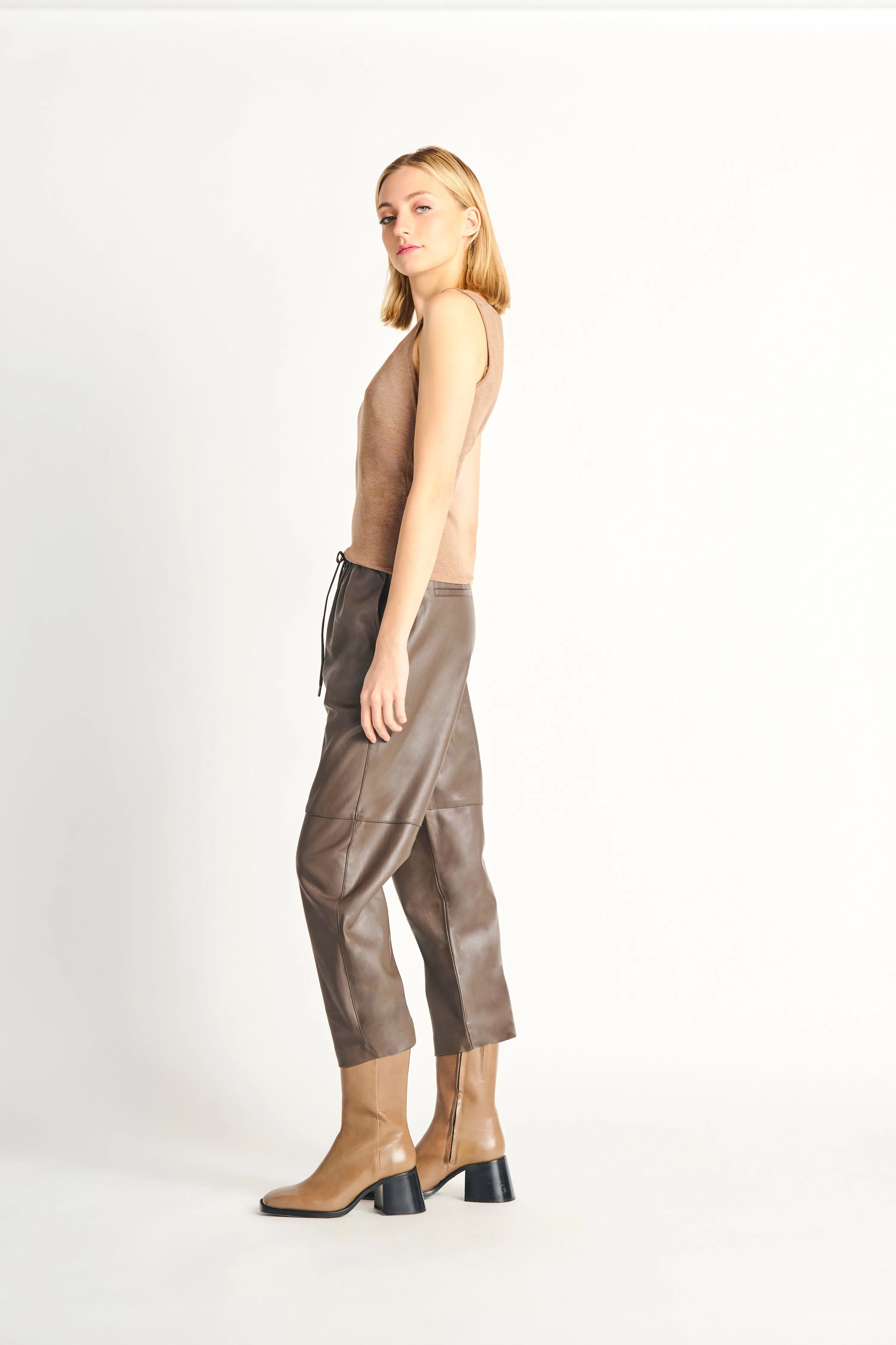 Straight Hem Faux Leather Pants