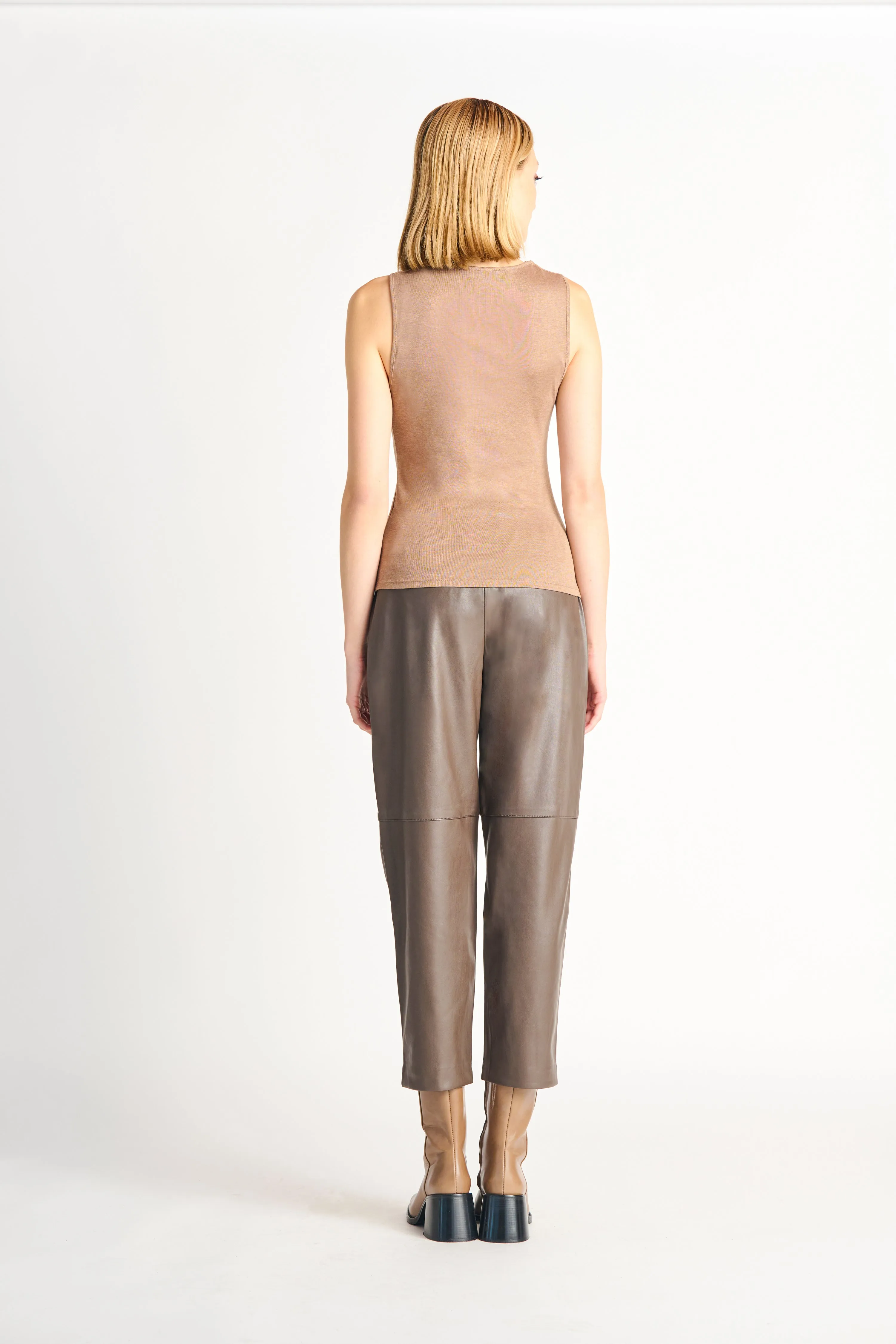Straight Hem Faux Leather Pants