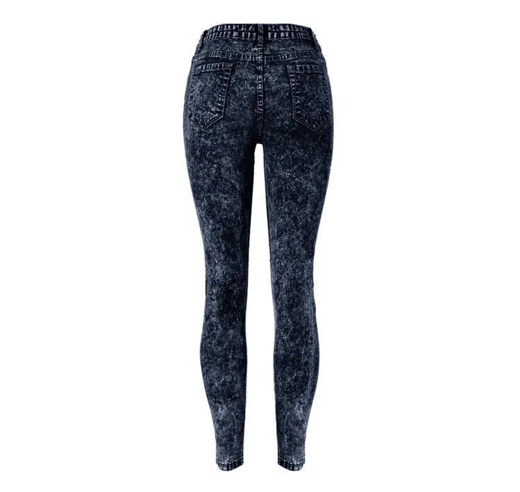 Straight Snow White Ripped Holes High Waist Skinny Plus Size Jeans