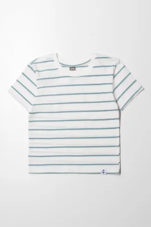 Stripe Short Sleeve T-Shirt White And Teal
