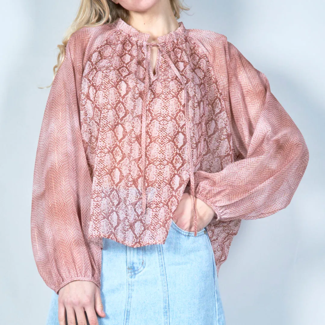 Stylish blouse with tie neckline wholesale