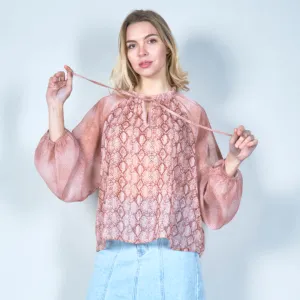 Stylish blouse with tie neckline wholesale