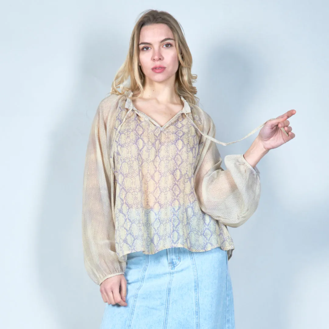 Stylish blouse with tie neckline wholesale