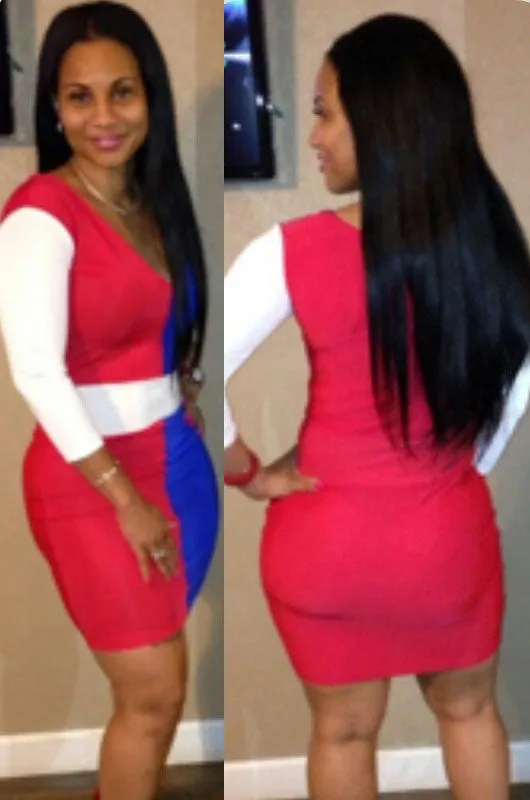 Stylish Sexy Multicolor Blocking Bodycon Dress
