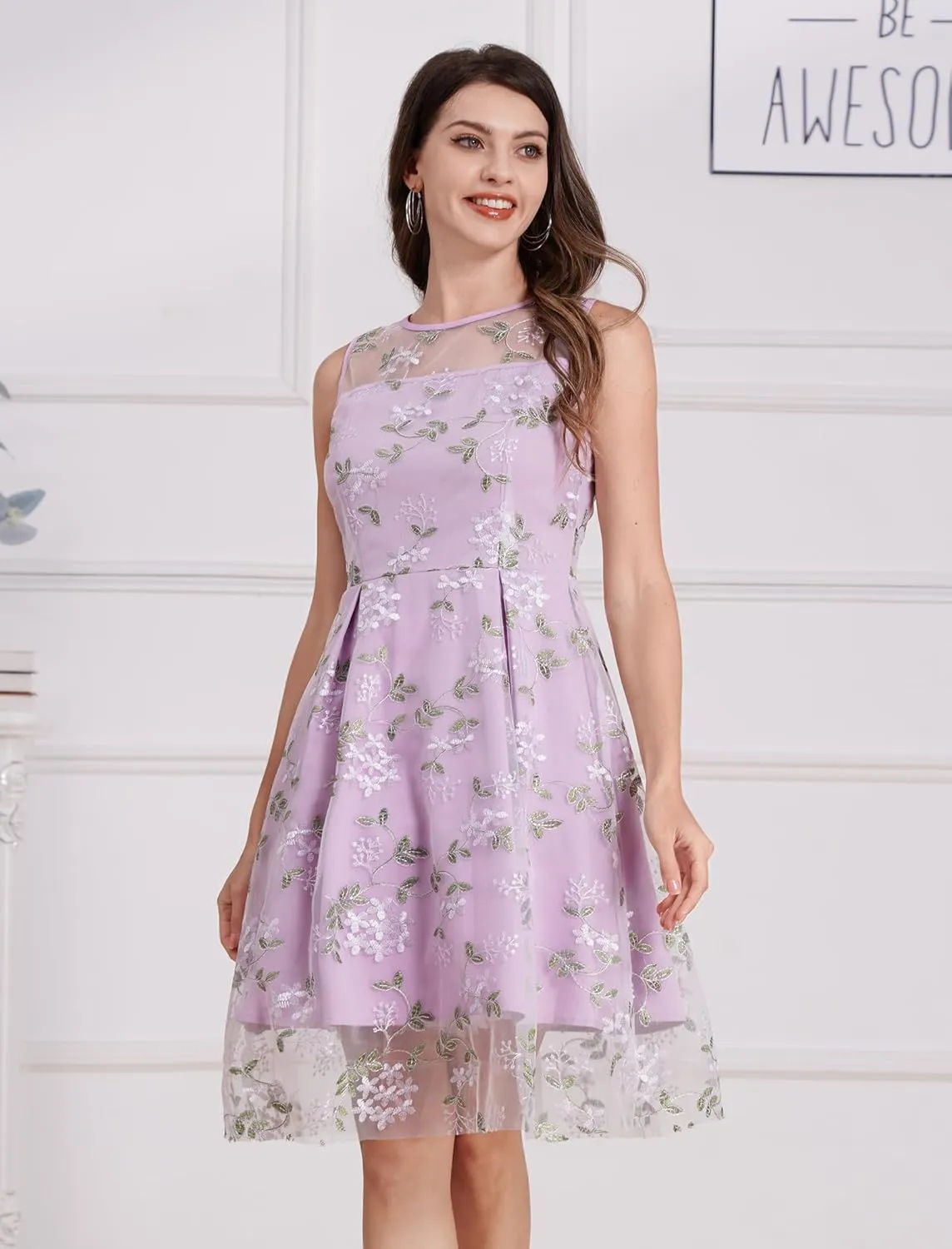 Summer Floral Embroidery Tulle Dress for Women Floral Embroidered Dress for Women Wedding Guest Formal Evening Party Gown