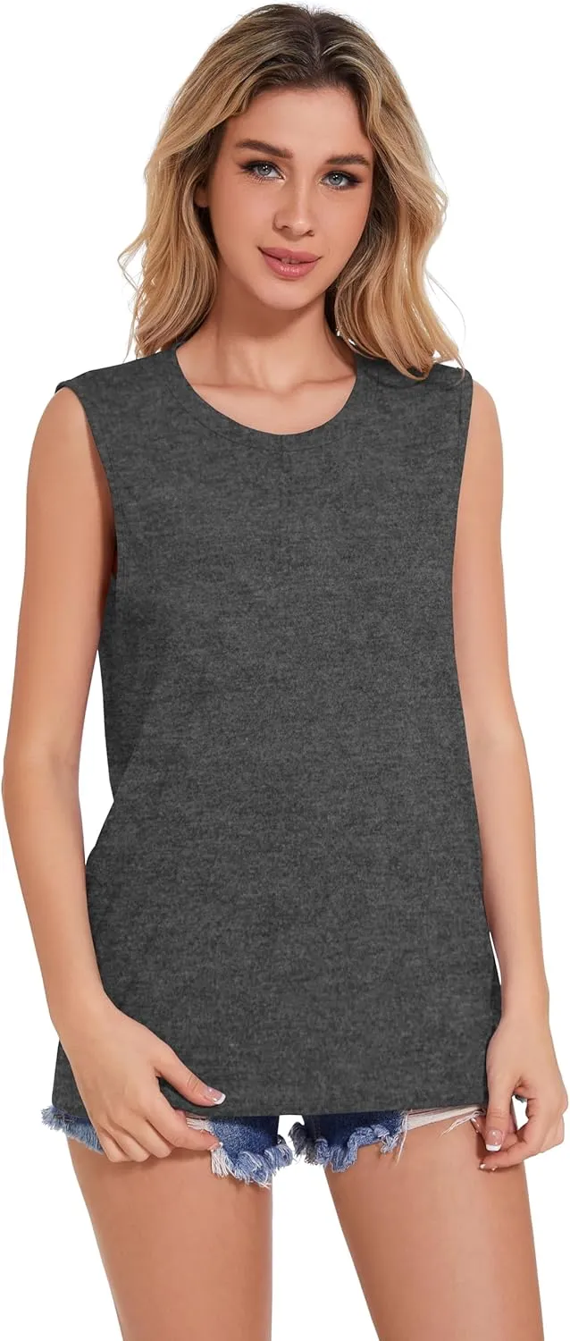 Tank Top for Women Sleeveless Summer Crewneck Casual Loose Tunic Tops Shirts